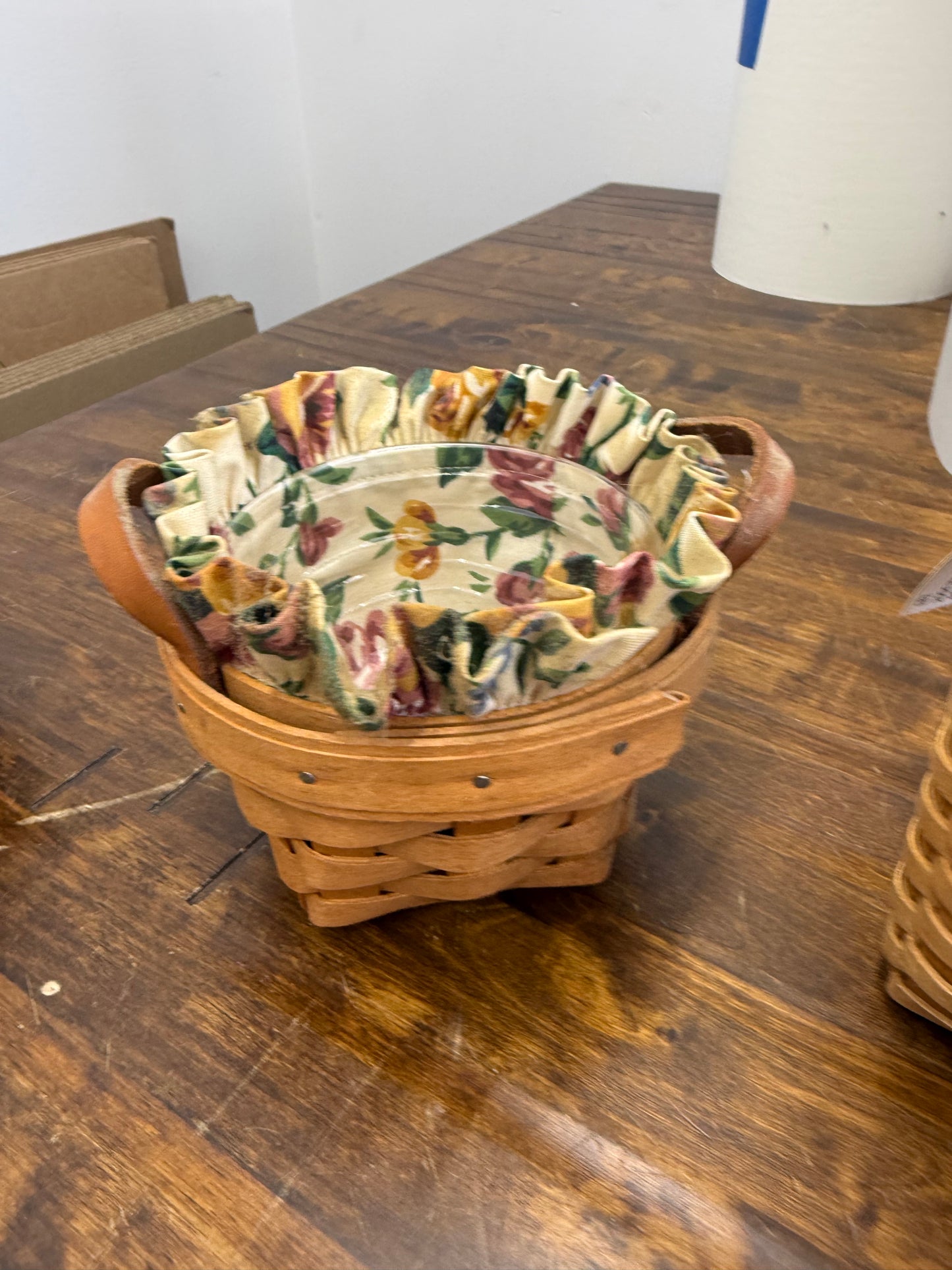 Longaberger thyme basket with liner and protector ( very dusty / dirty)