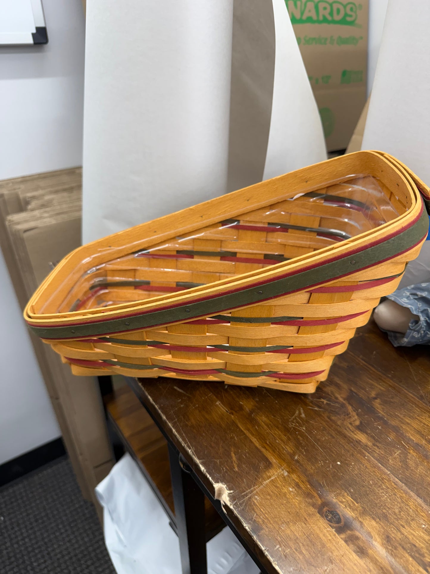 Longaberger medium sleigh basket with protector