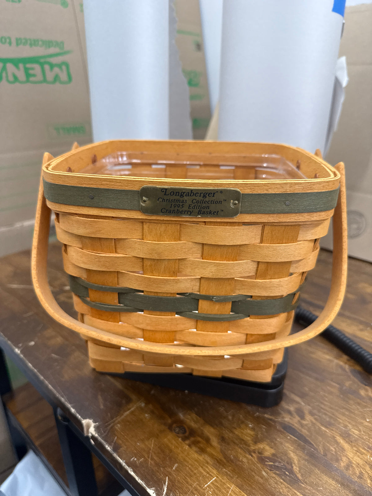 Longaberger cranberry basket with protector