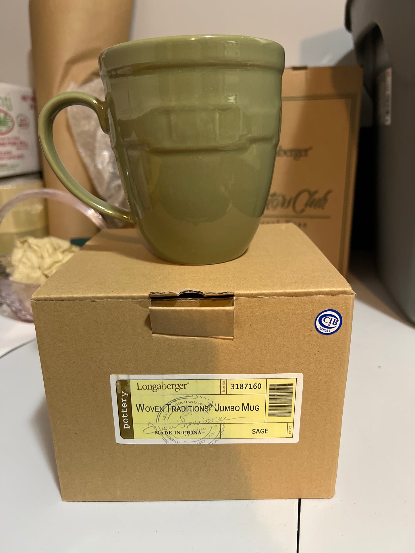 Longaberger sage jumbo mug