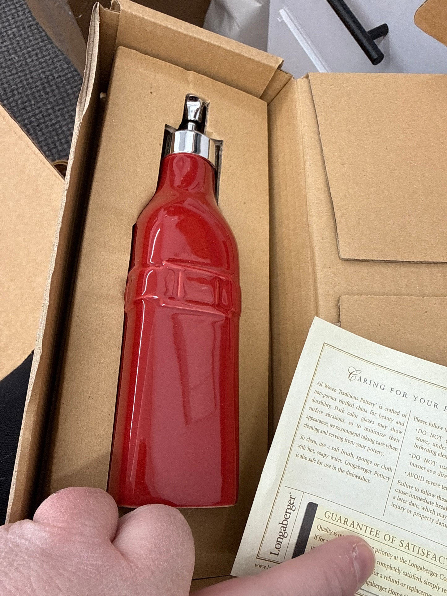 Longaberger soap/ lotion pump in tomato
