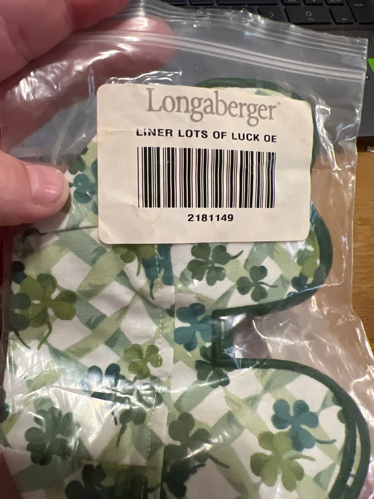 Longaberger Lots of Luck liner