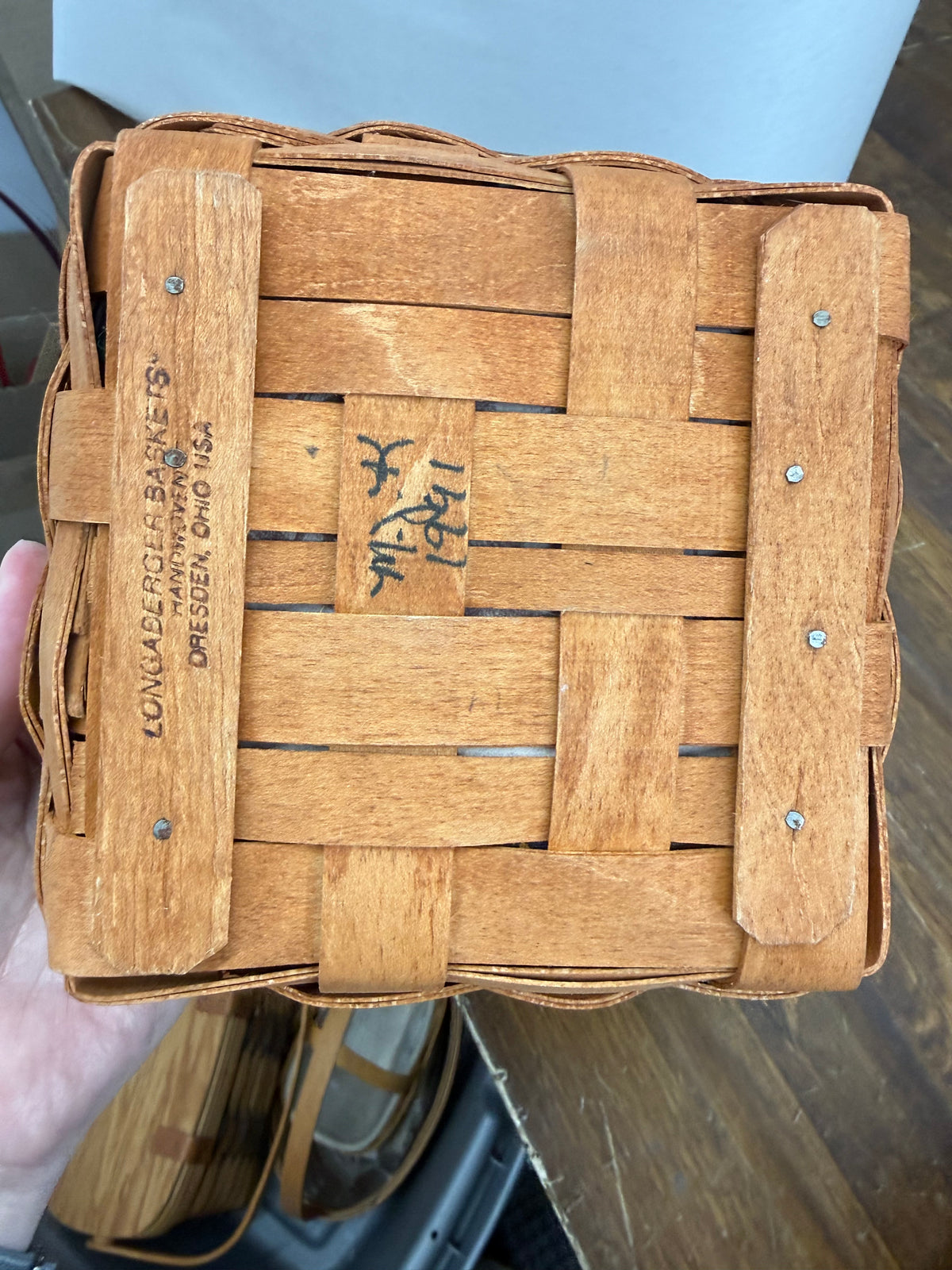 Longaberger Father’s Day spare change basket with liner and protector