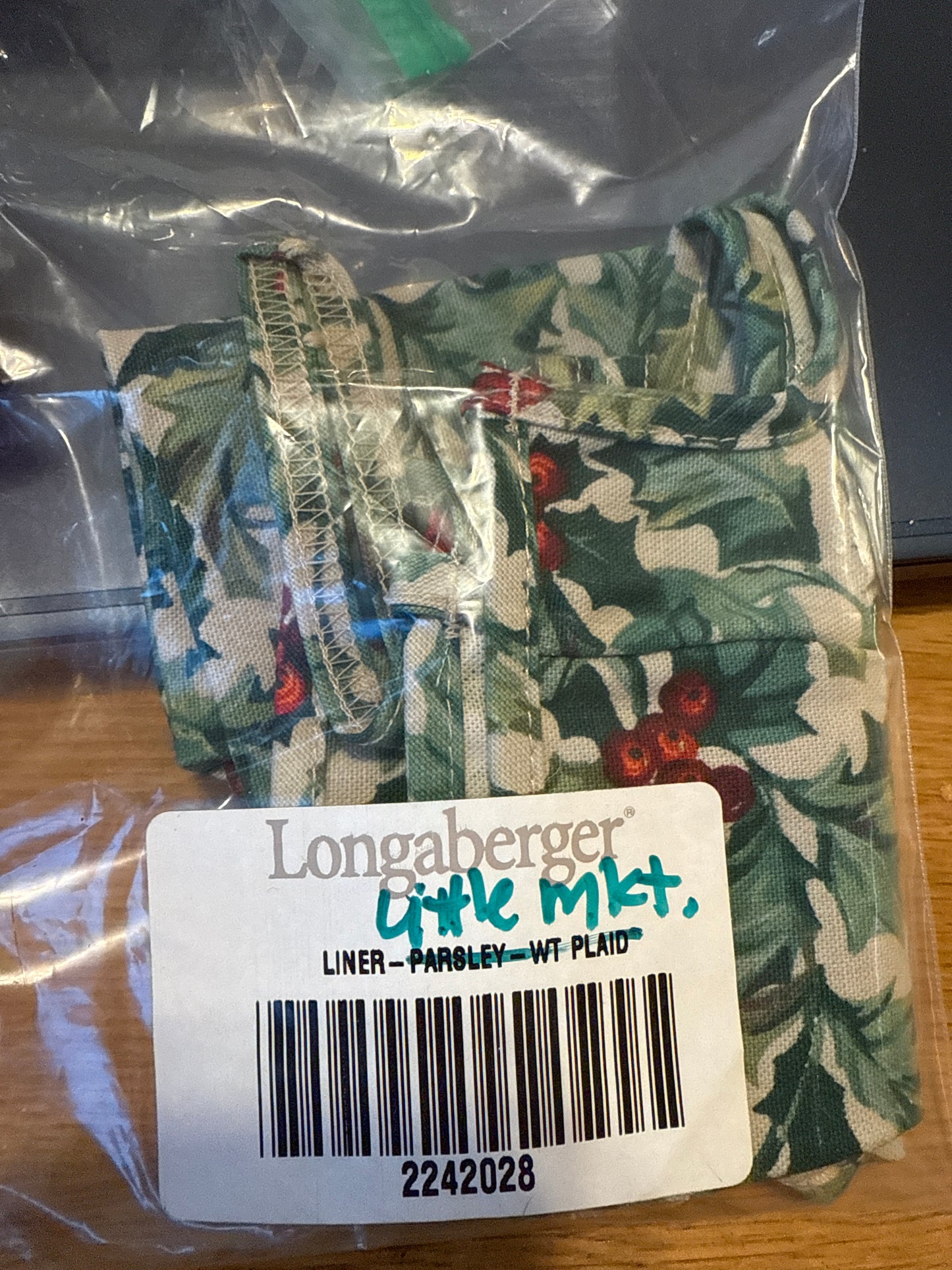 Longaberger Little Market Liner in American Holly
