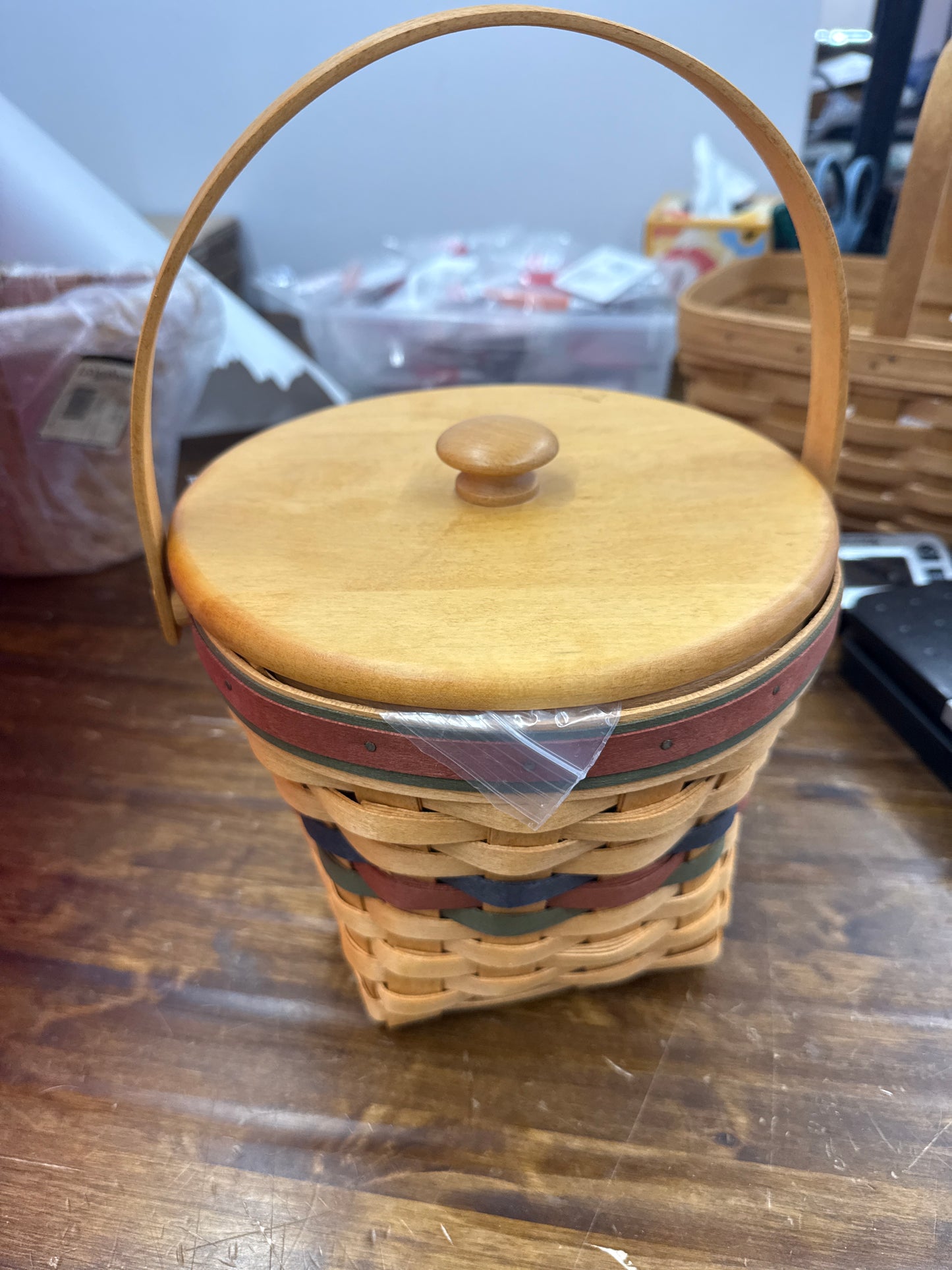 Longaberger maple leaf basket with liner, divider, tie in, and protector