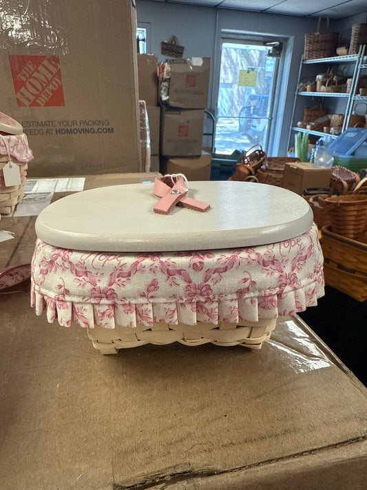 Longaberger 2008 horizon of hope basket with liner, protector, and lid