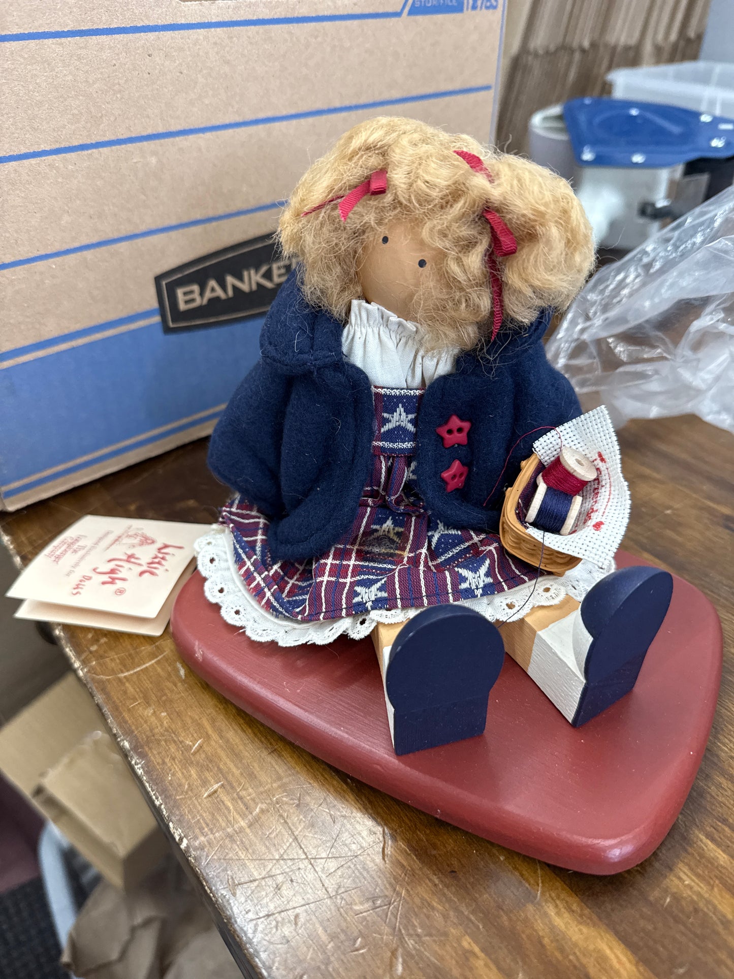 Longaberger Lizzie high Maddie doll lid topper for woven memories basket