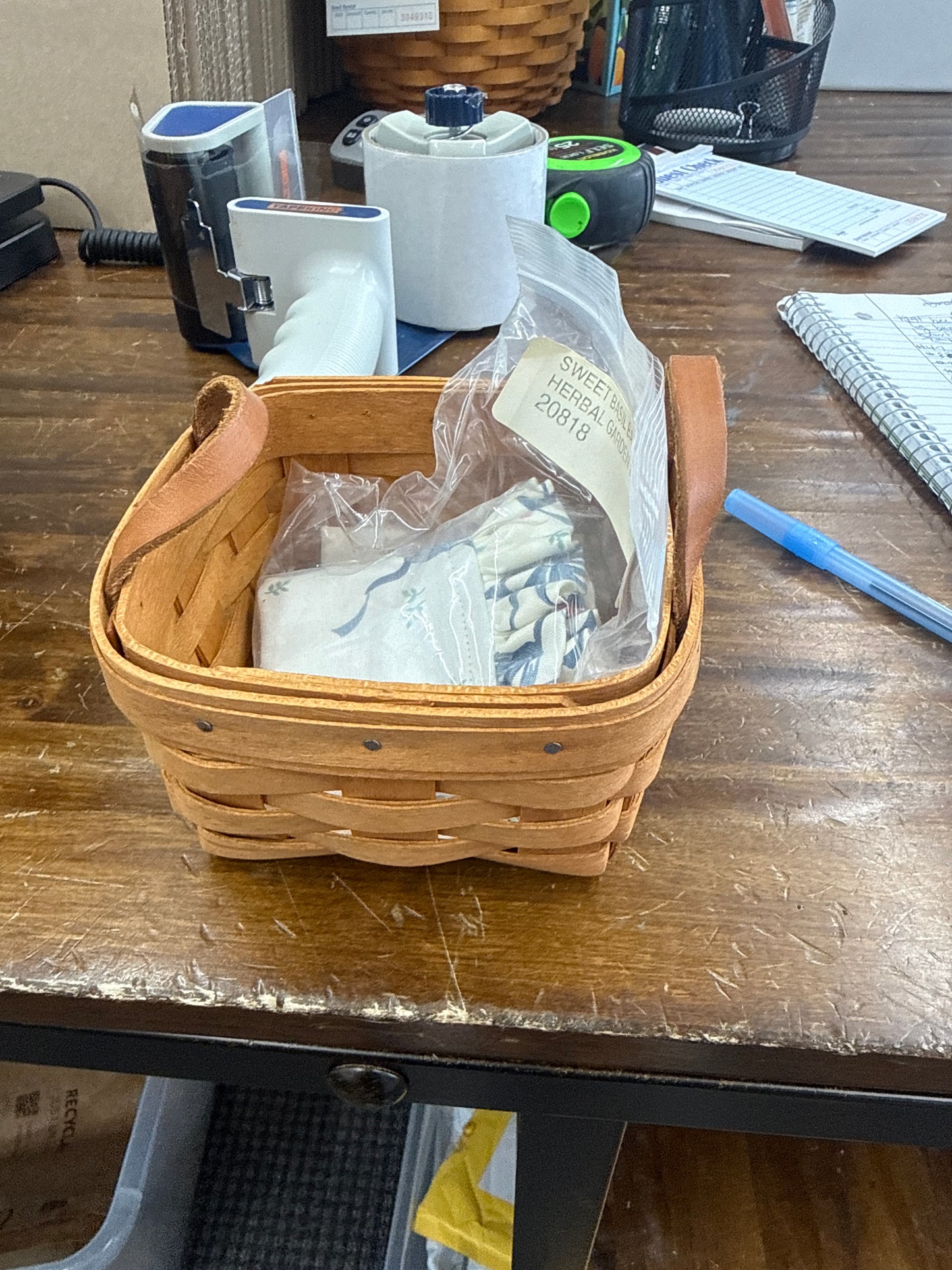 Longaberger sweet basil basket with liner