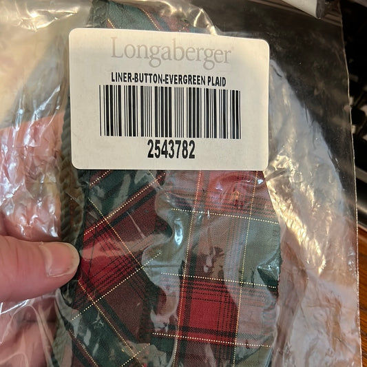 Longaberger button liner in evergreen plaid