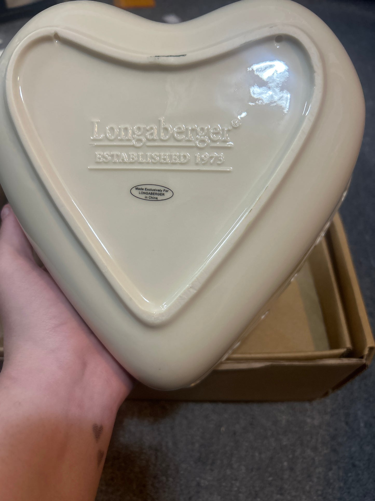 Longaberger sweetest heart dish ivory without ribbon