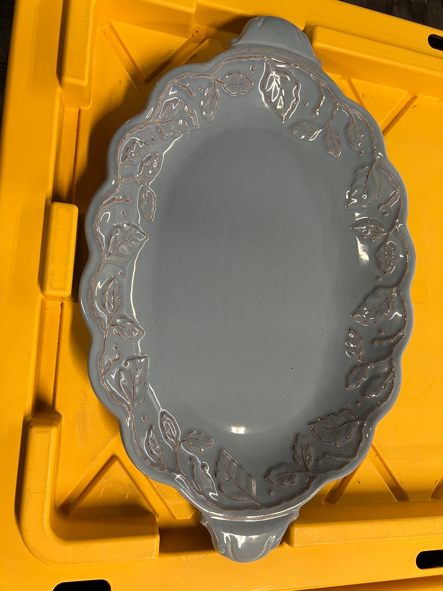 Longaberger serving tray in vintage vine blue mist