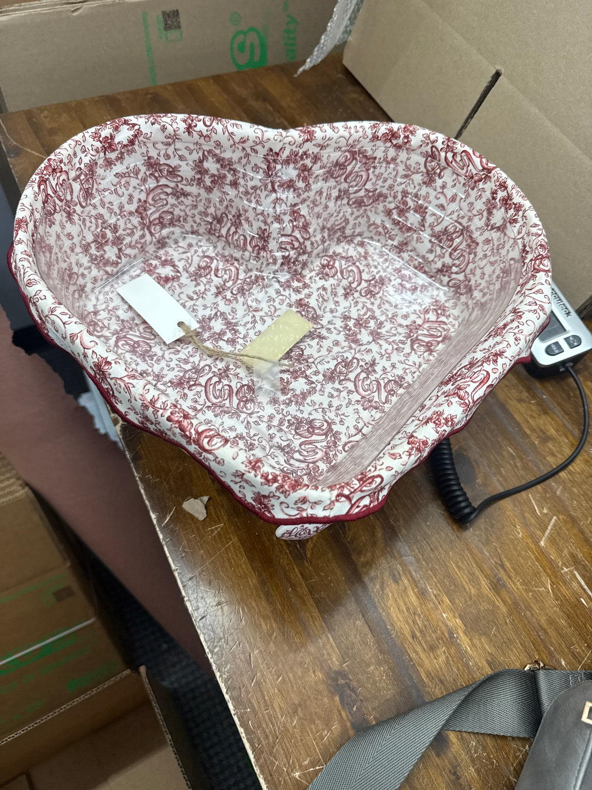 Longaberger large live treasures basket with liner, protector, and tie on