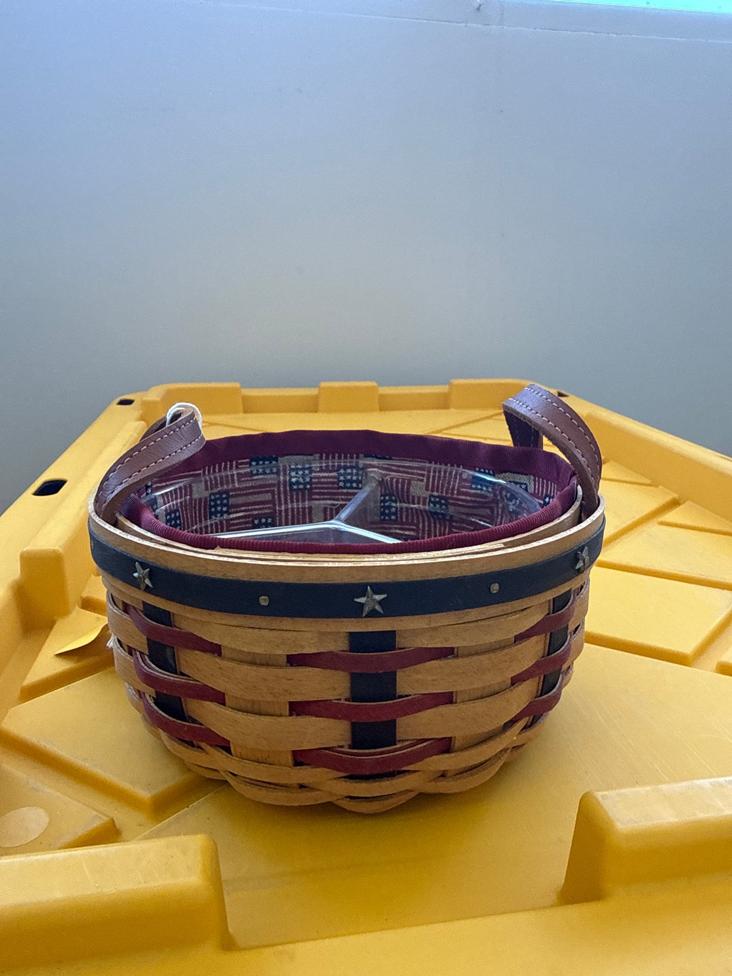 Longaberger proudly American button basket with liner and protector
