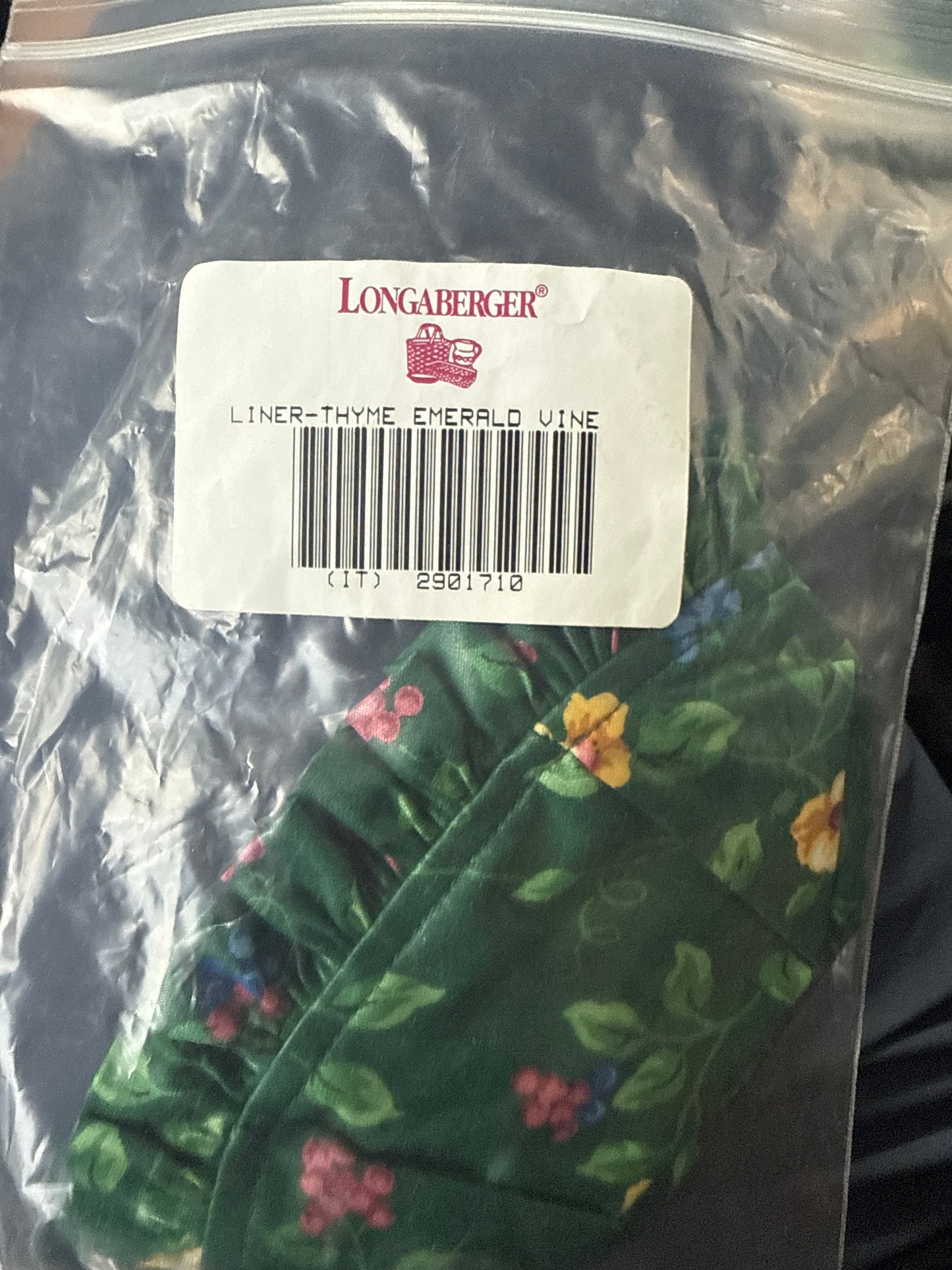 Longaberger Liner Thyme in Emerald Vine