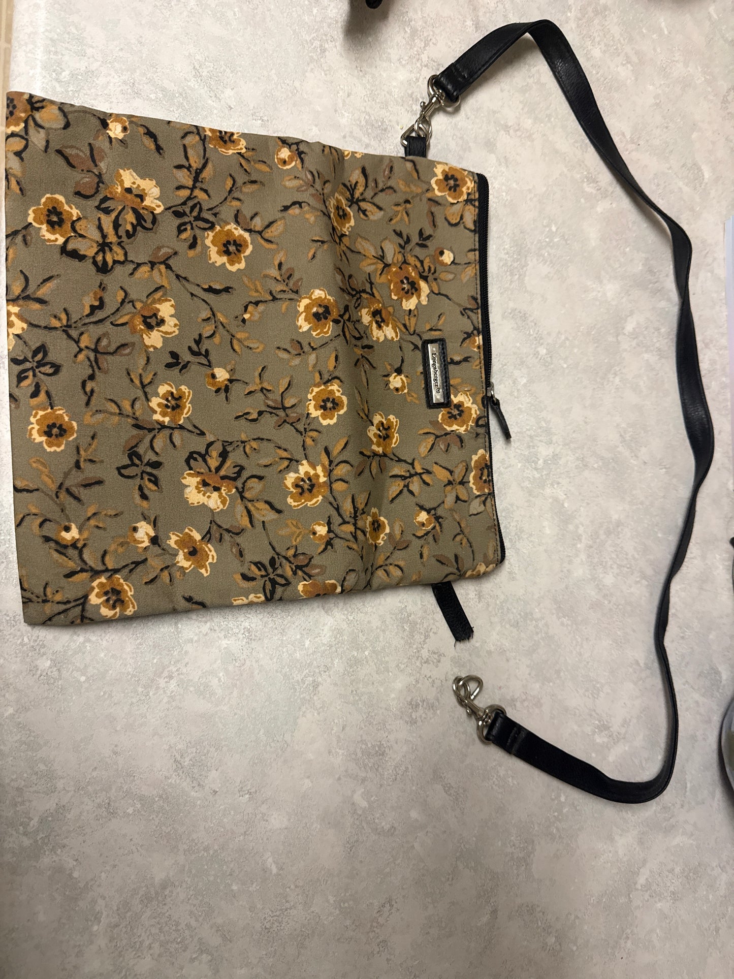 Longaberger khaki floral crossbody (loop on one side needs fixed)