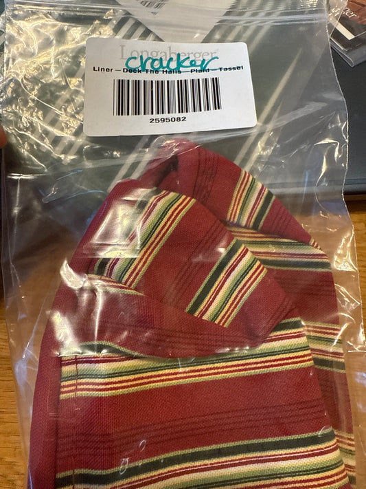 Longaberger Cracker Liner in Holiday Stripe