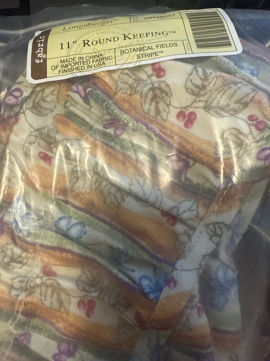Longaberger 11” round keeping liner in botanical fields stripe
