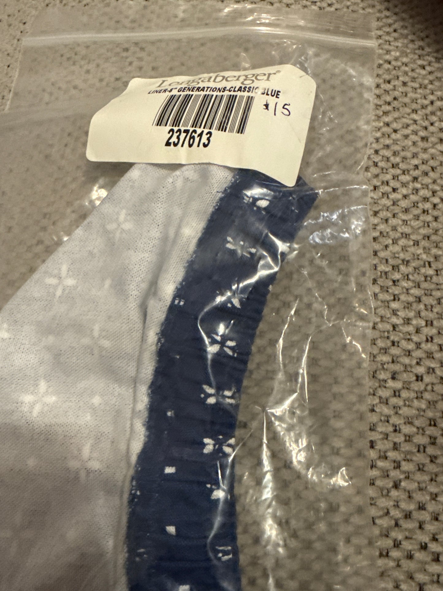 Longaberger 8” generations liner in classic blue