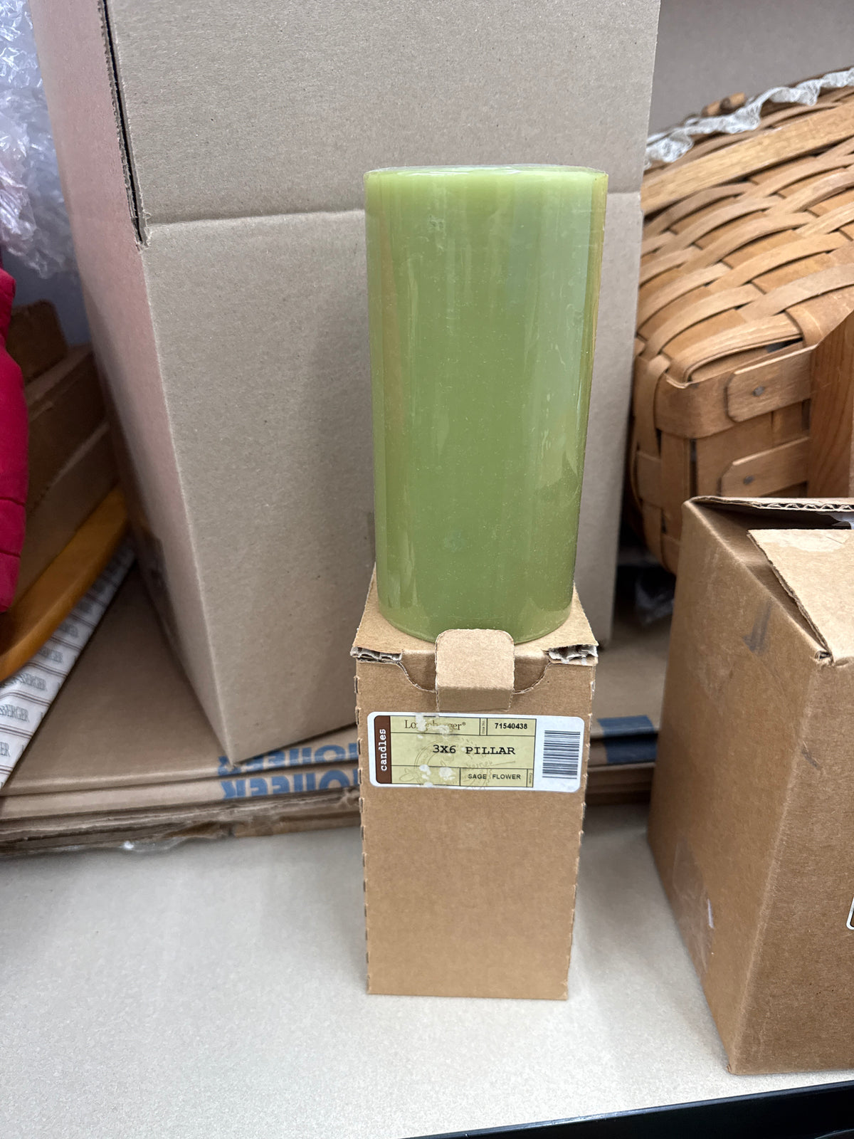 Longaberger 3x6 pillar candle in sage