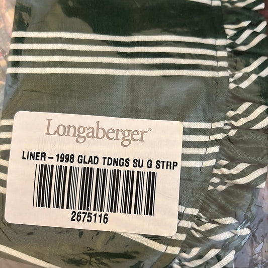 Longaberger 1998 glad tidings stand up liner in hunter green stripe