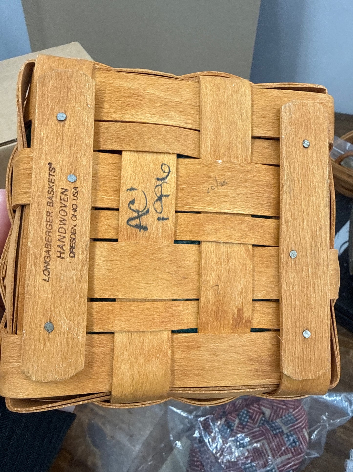Longaberger tarragon basket with liner and protector