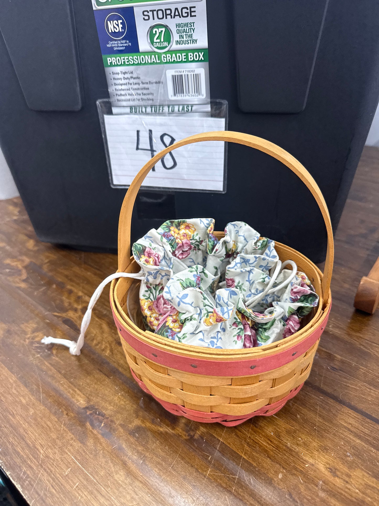 Longaberger Mother’s Day rings and things basket with liner and protector