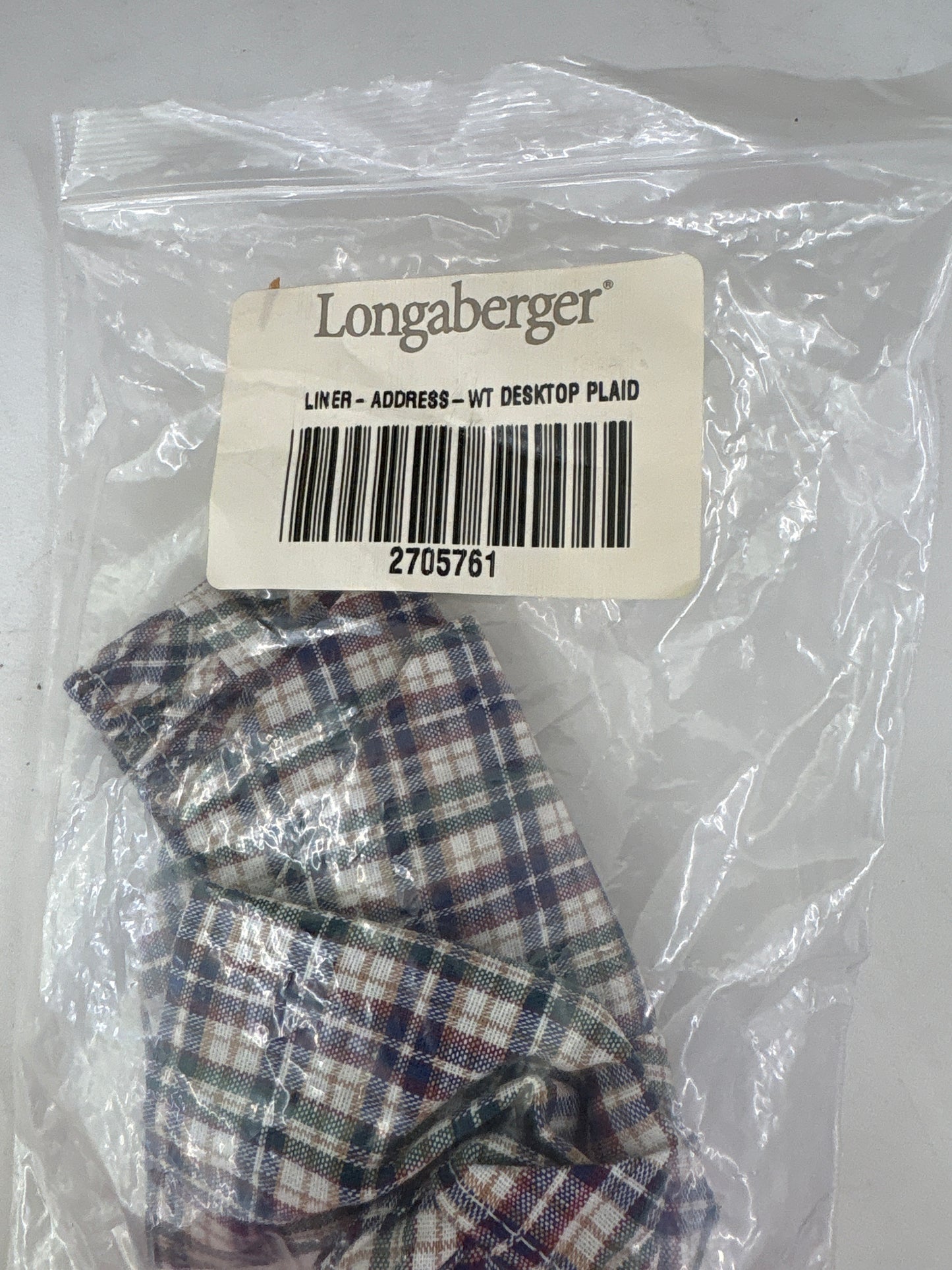 Longaberger Address liner in Woven Traditions Desktop Plaid