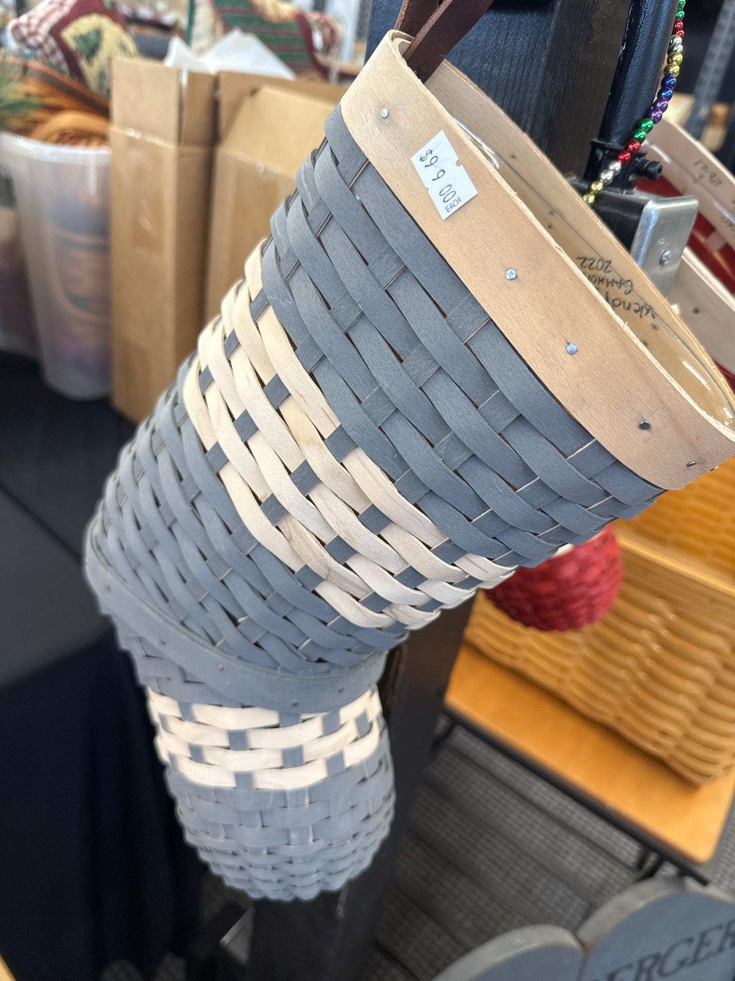 Longaberger blue/gray stocking
