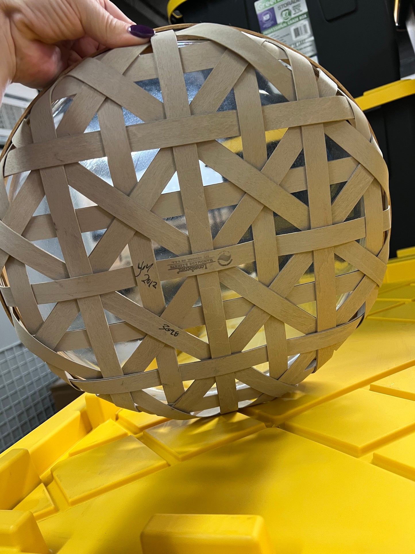 Longaberger round with serving tray glass