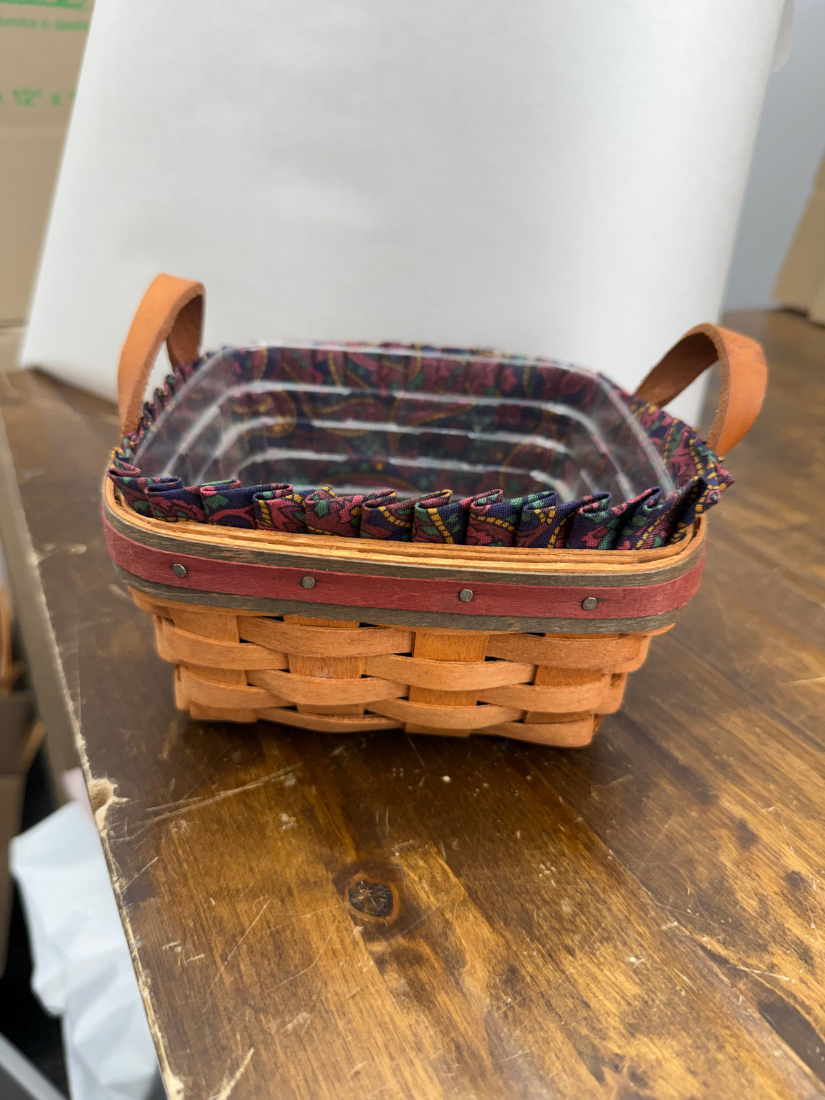 Longaberger Father’s Day spare change basket with liner and protector