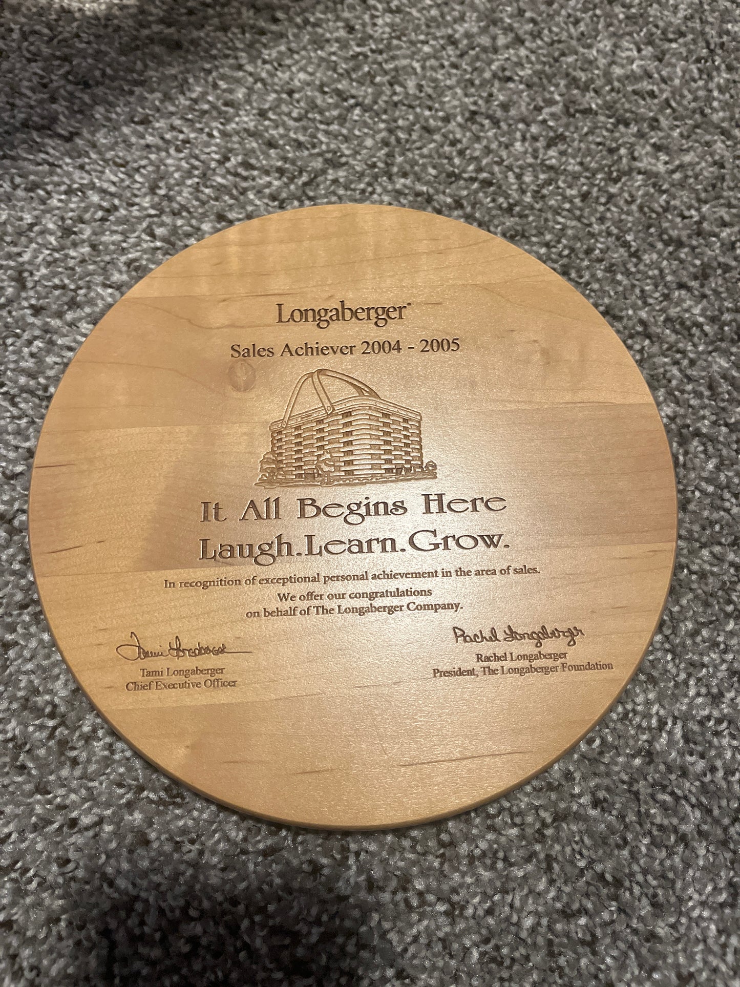 Longaberger sales achiever 2004-2005 lid