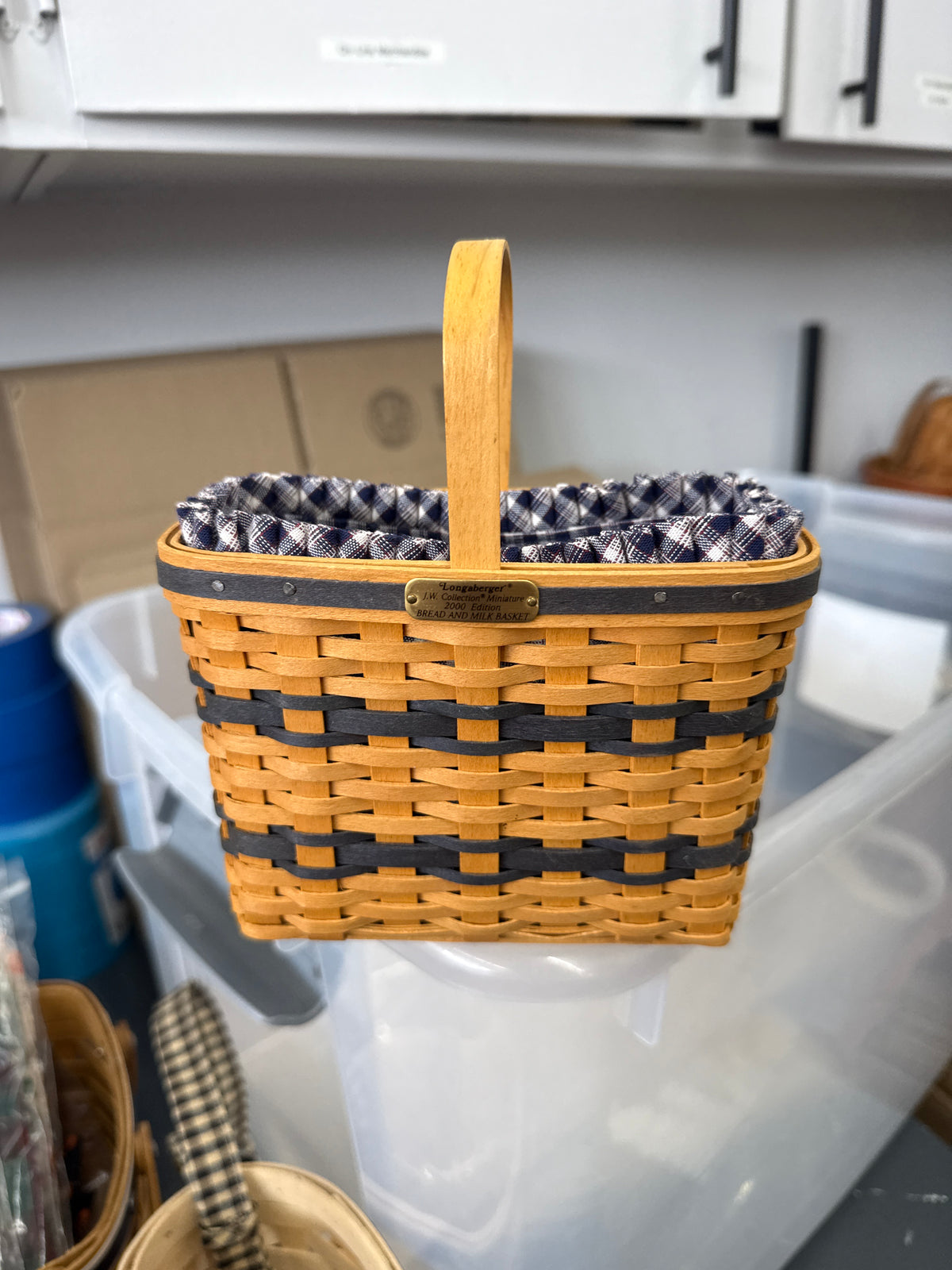 Longaberger mini bread and milk basket with liner