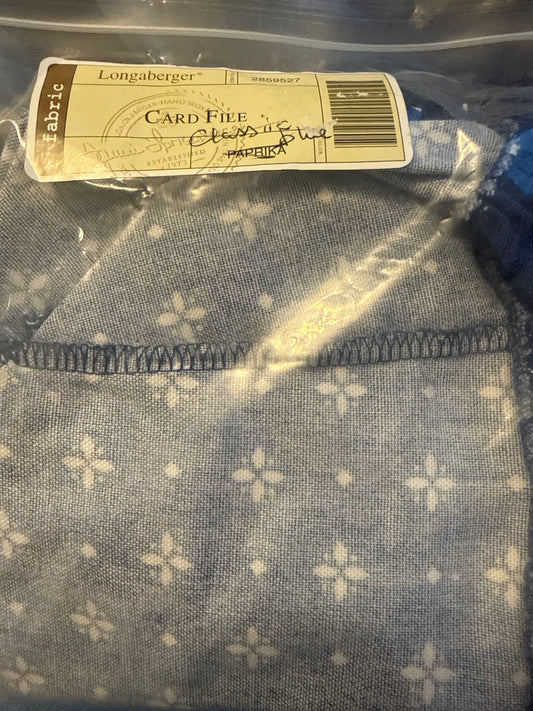 Longaberger card file liner in classic blue