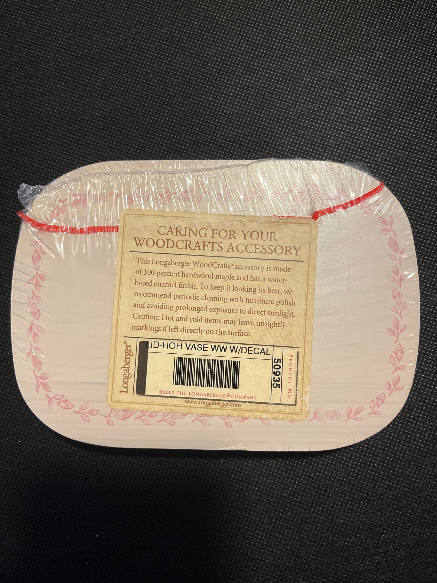 Longaberger Horizon of Hope vase whitewash with decal lid