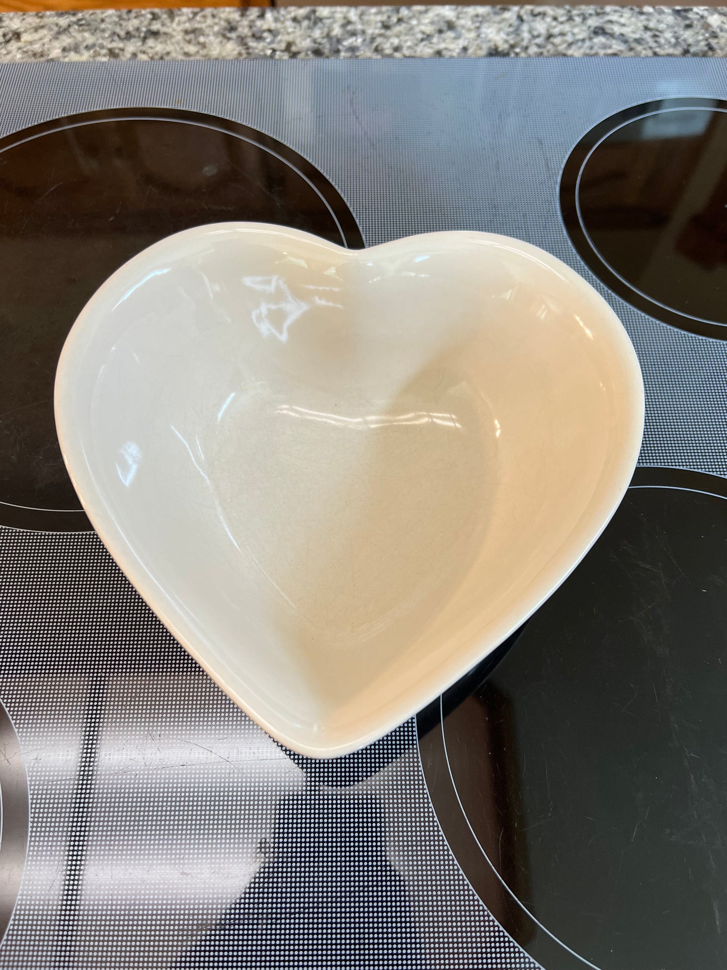 Longaberger heart dish in ivory