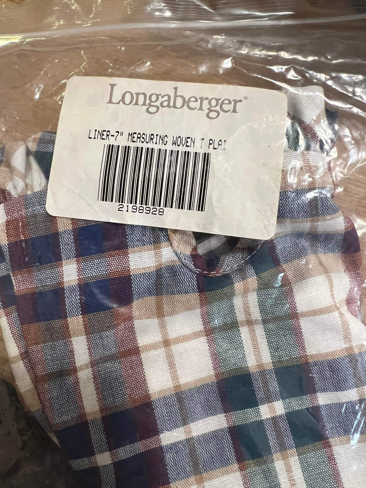 Longaberger 7” Measuring Liner in Woven Tradition Plaid