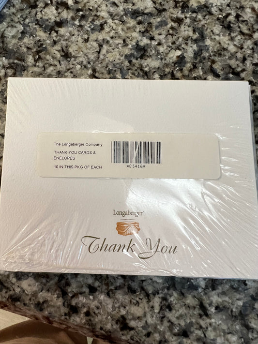 Longaberger thank you cards & envelopes