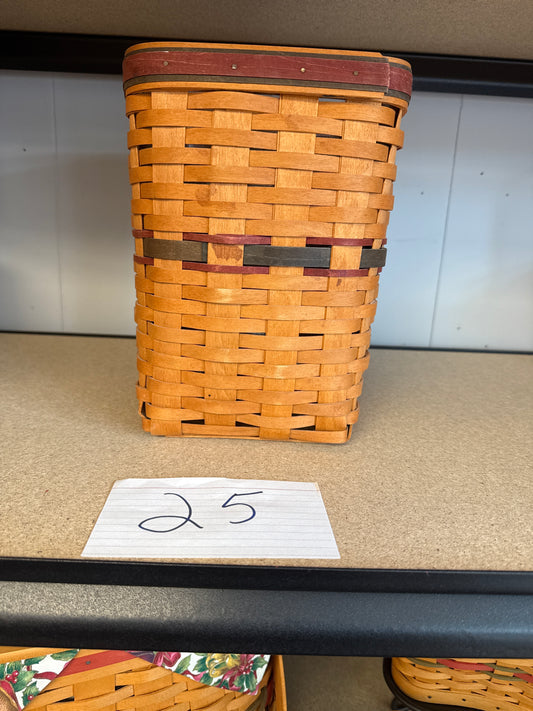 Longaberger 1995 Father’s Day mini waste basket with protector (see photo for small stain)