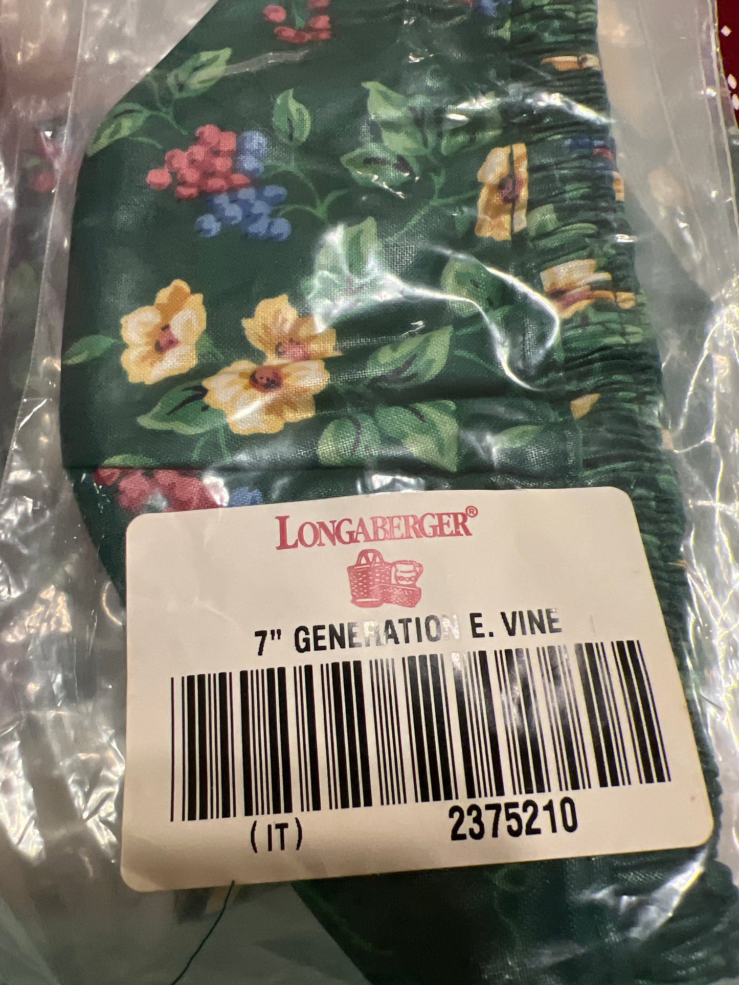 Longaberger 7” generations liner in emerald vine