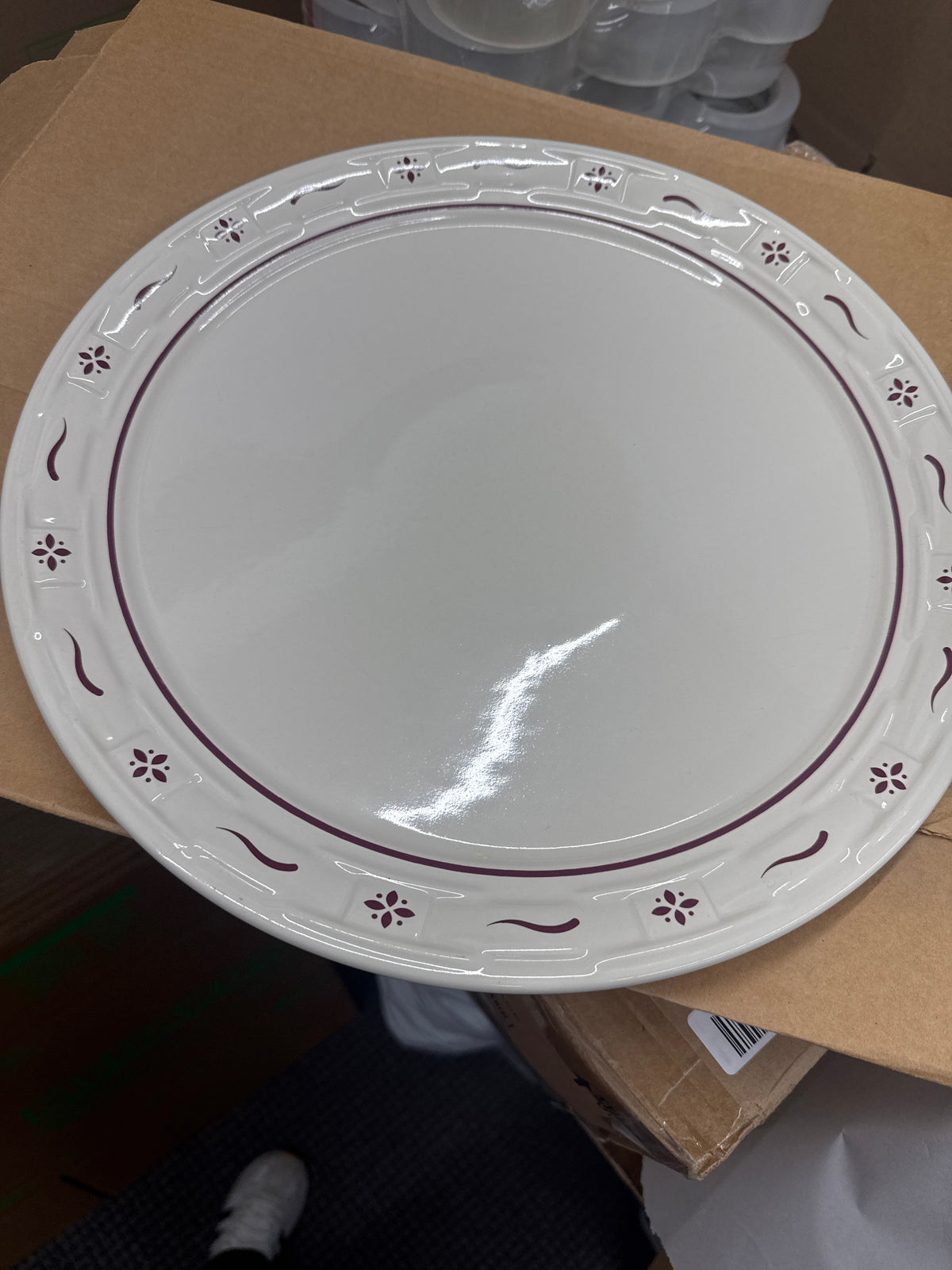 Longaberger cake plate in traditional red