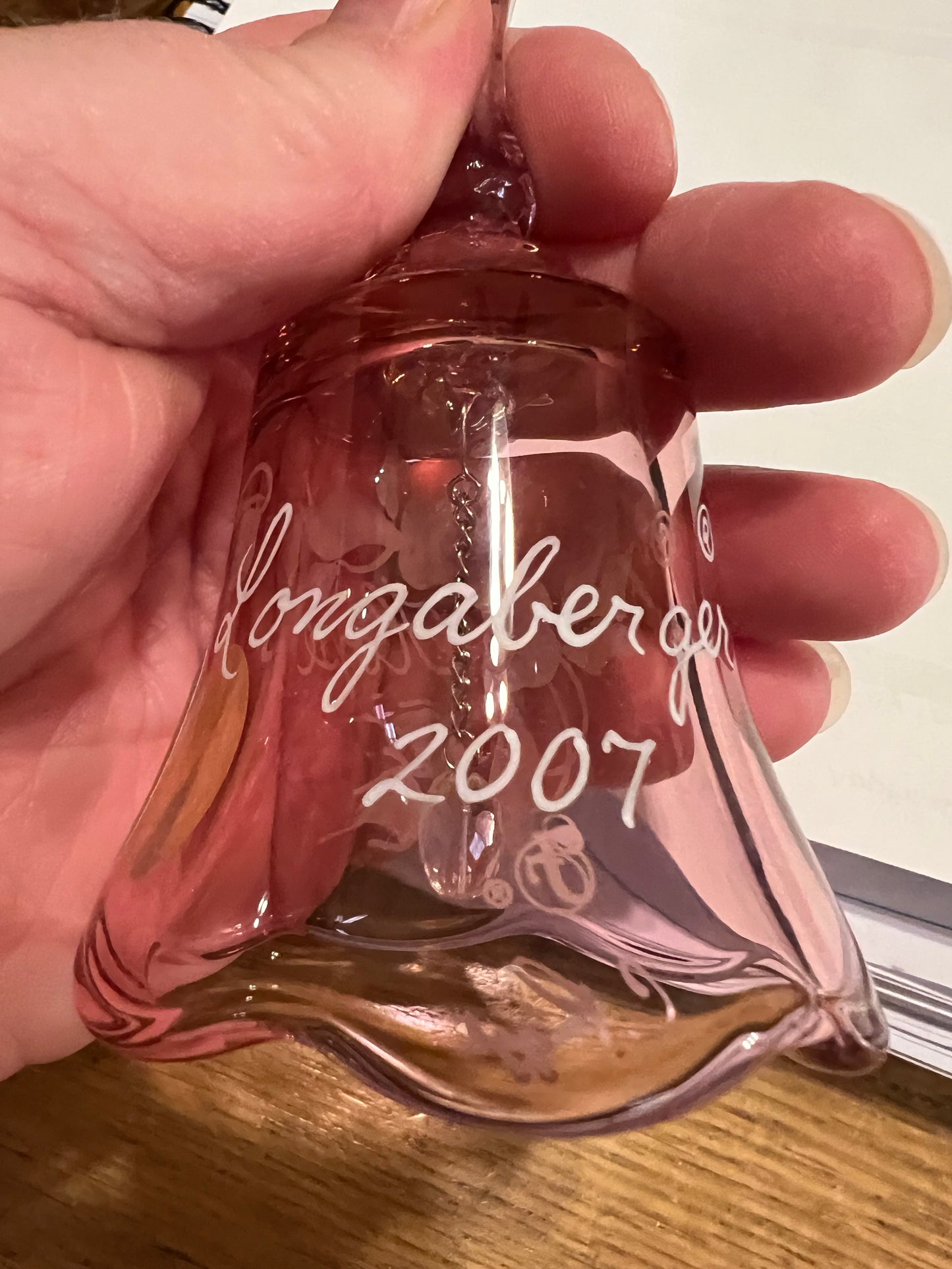 Longaberger/ Fenton 2007 Hope pink Bell