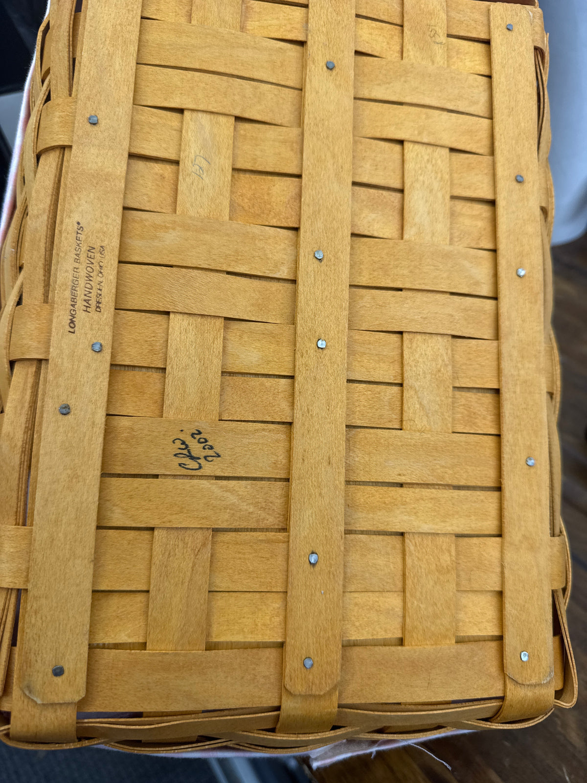 Longaberger back porch basket with liner and protector