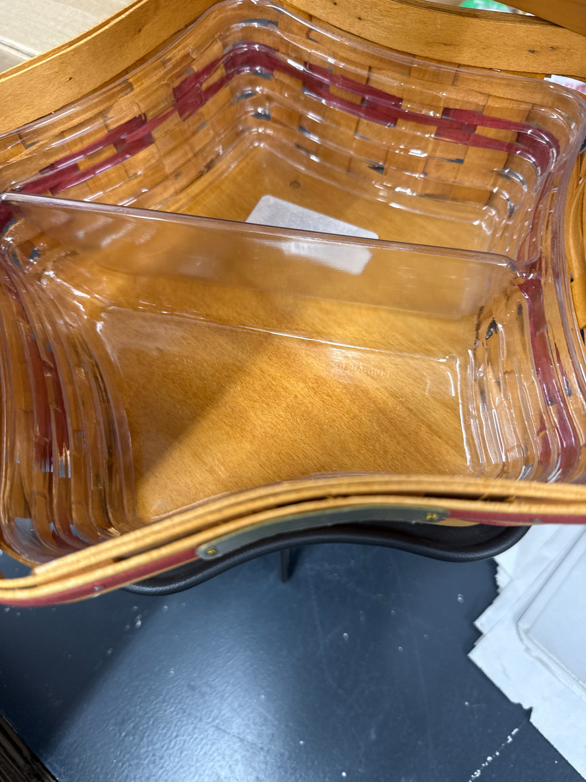 Longaberger medium star basket with lid, double protector and wrought iron stand (lid is a little warped)