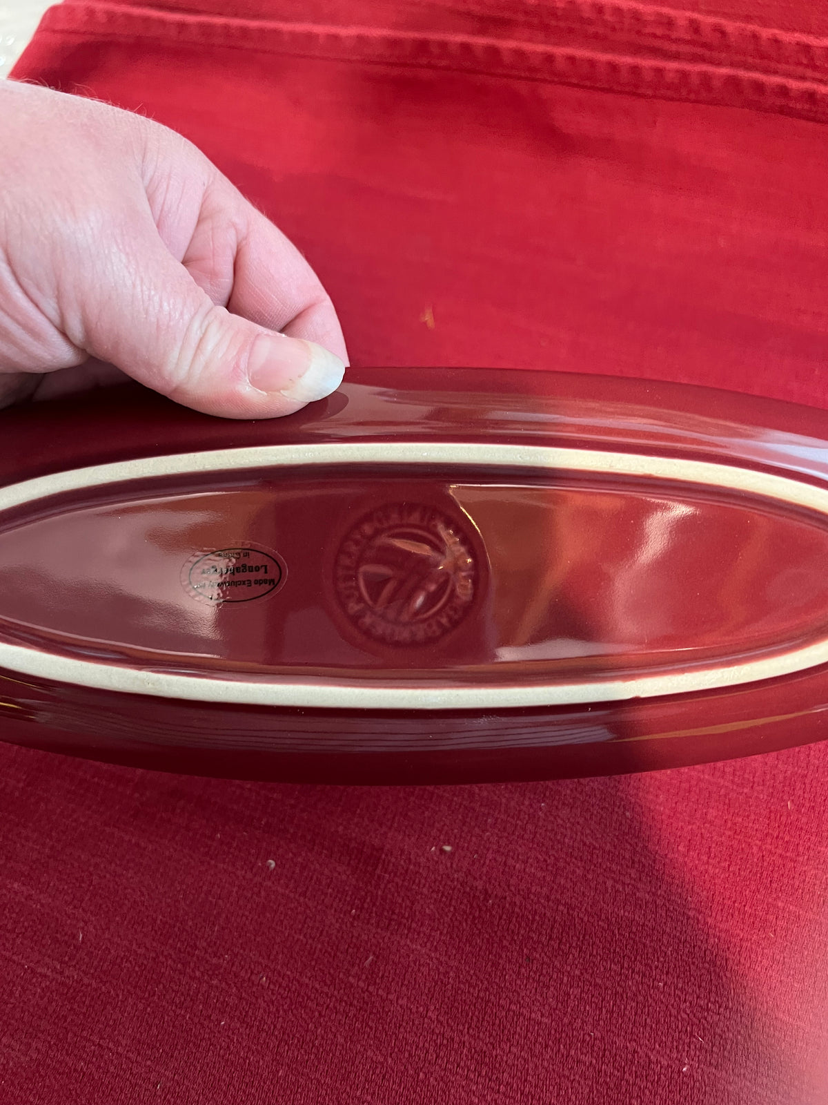 Longaberger olive tray In paprika