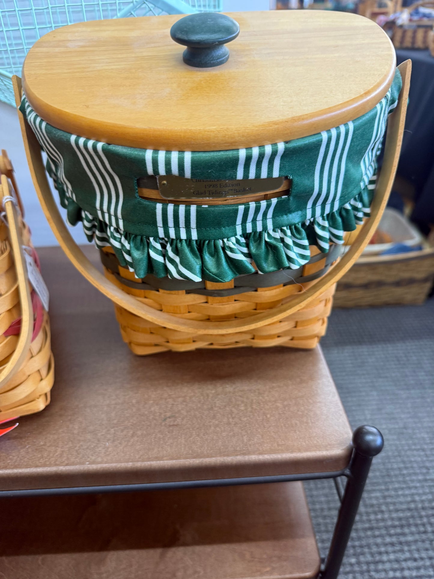 Longaberger glad tidings with lid, liner, and protector