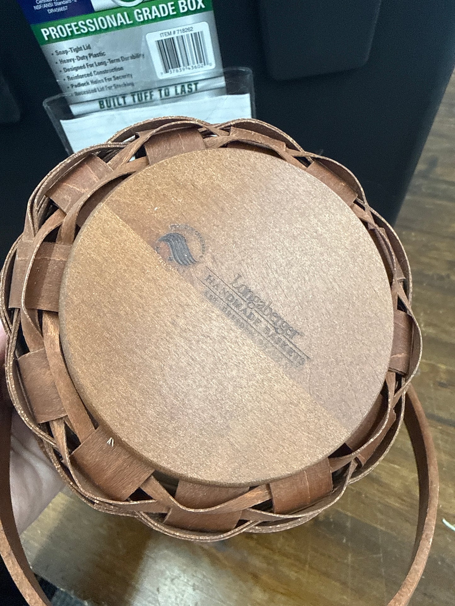 Longaberger dark brown basket with protector