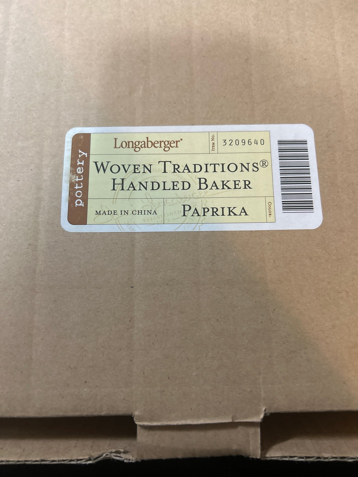 Longaberger woven traditions Handled baker paprika