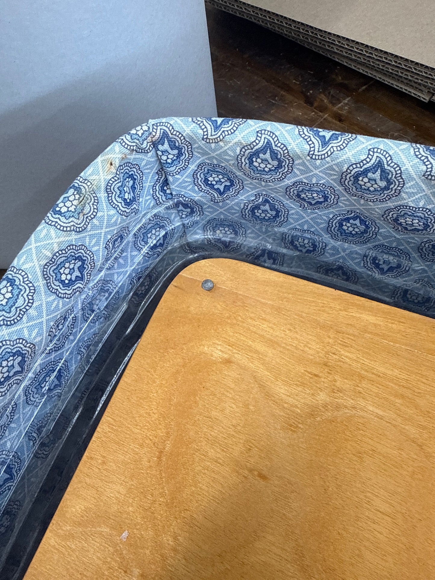 Longaberger cake basket with liner, protector, and riser- liner needs cleaned