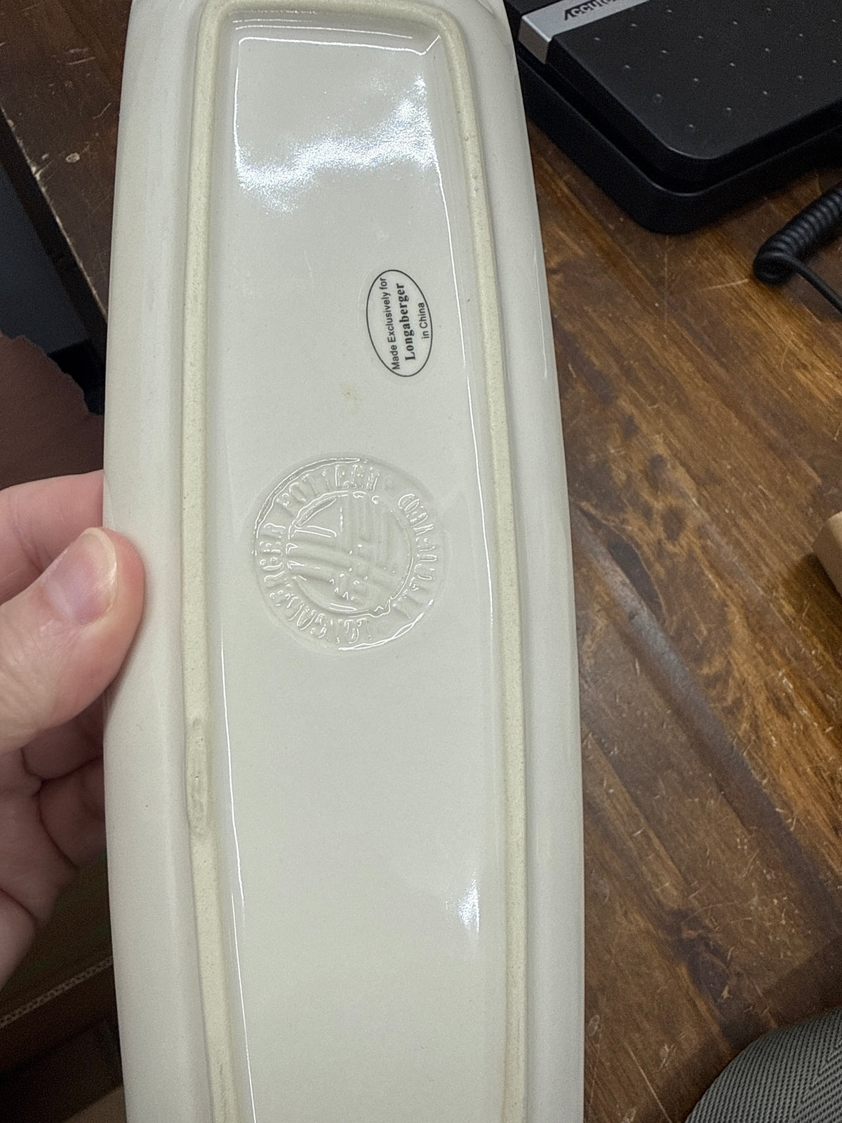 Longaberger olive plate in ivory