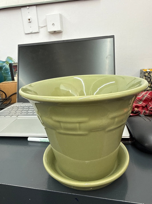 Longaberger 6” flower pot and saucer in sage